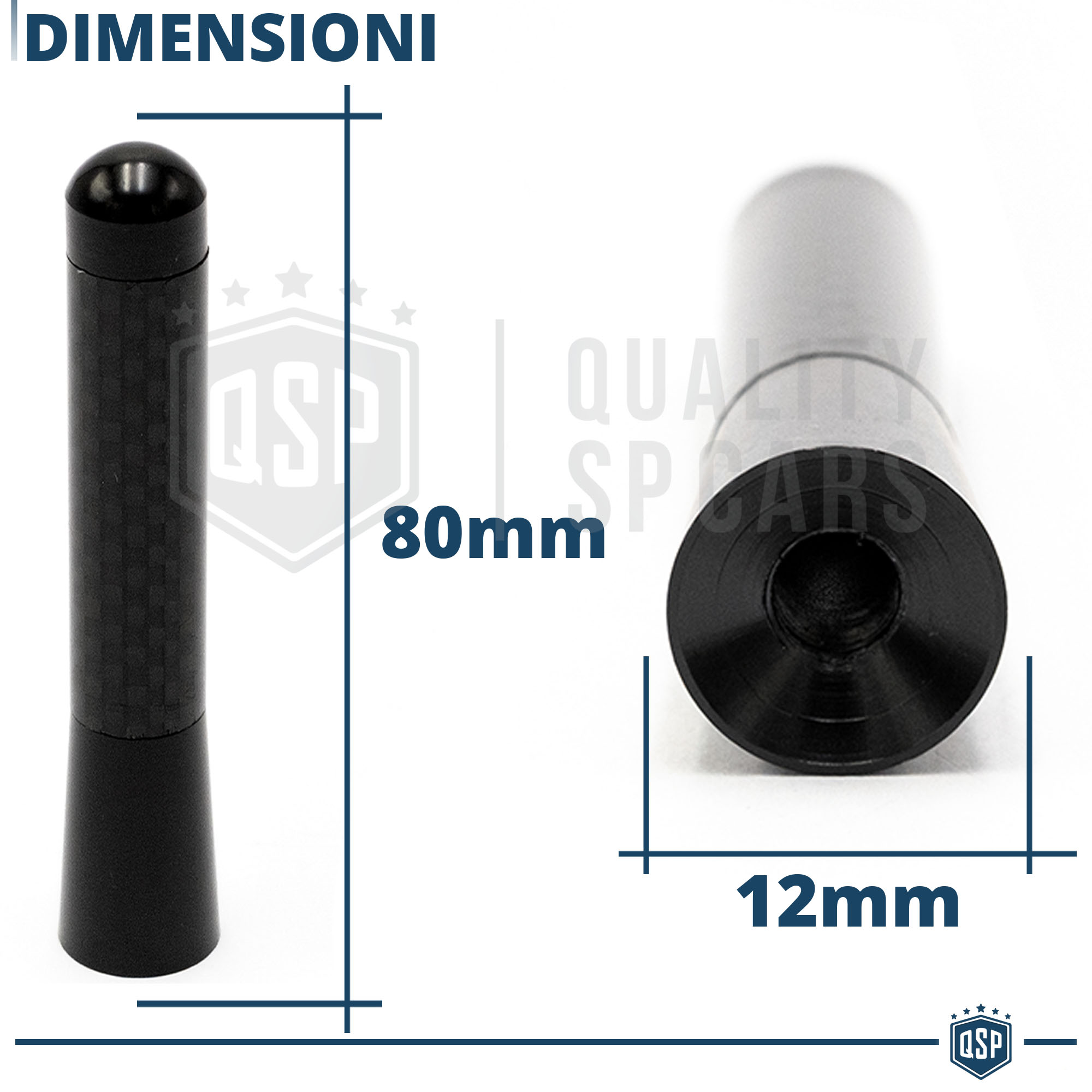 Antenna Corta 8cm Fibra Carbonio Compatibile con Iveco Daily VERO Segnale  RADIO