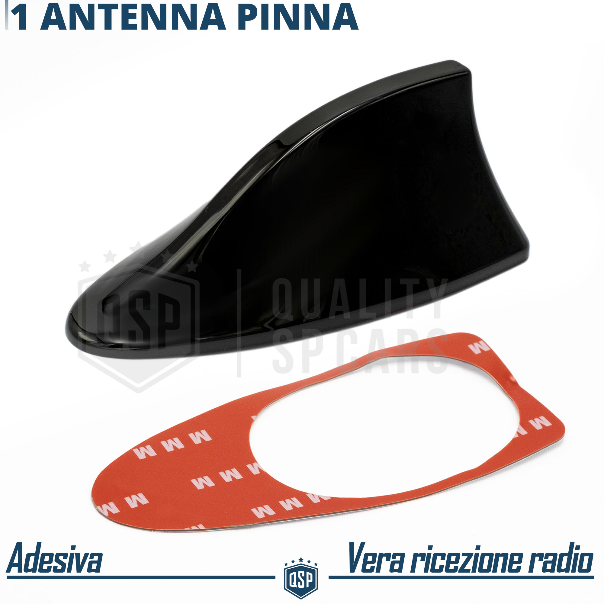 Antenna Pinna Nero Lucido con Vera Ricezione radio