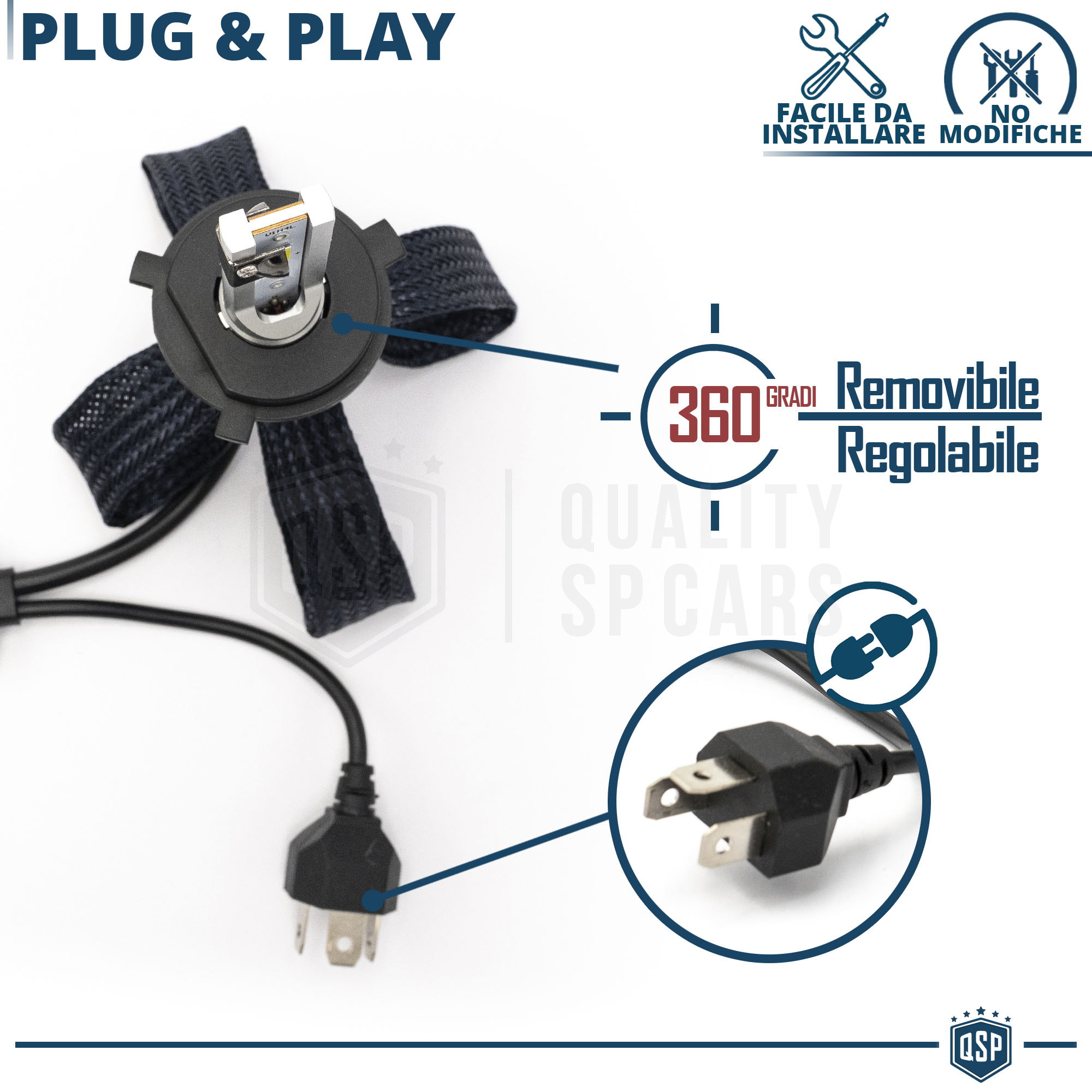 Anabbaglianti LED H4 9600Lm per Seat Arosa a parabola singola