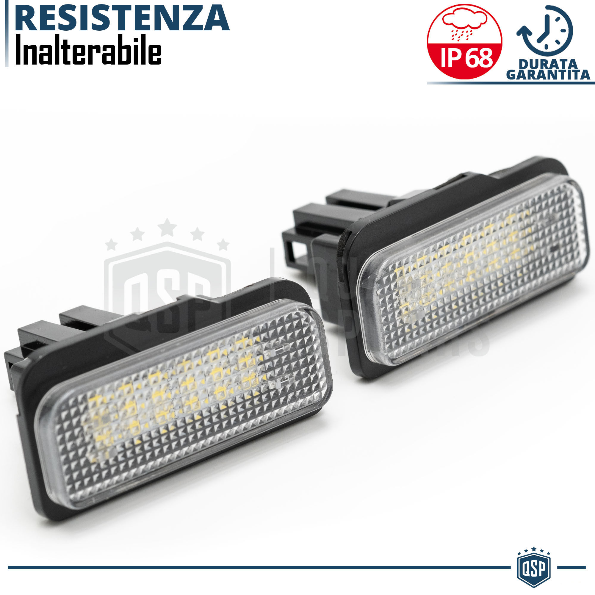 Luci Targa LED per MERCEDES Classe C W203 (00-07)  Placchette LED Complete  CANBUS Luce BIANCA Plug & Play